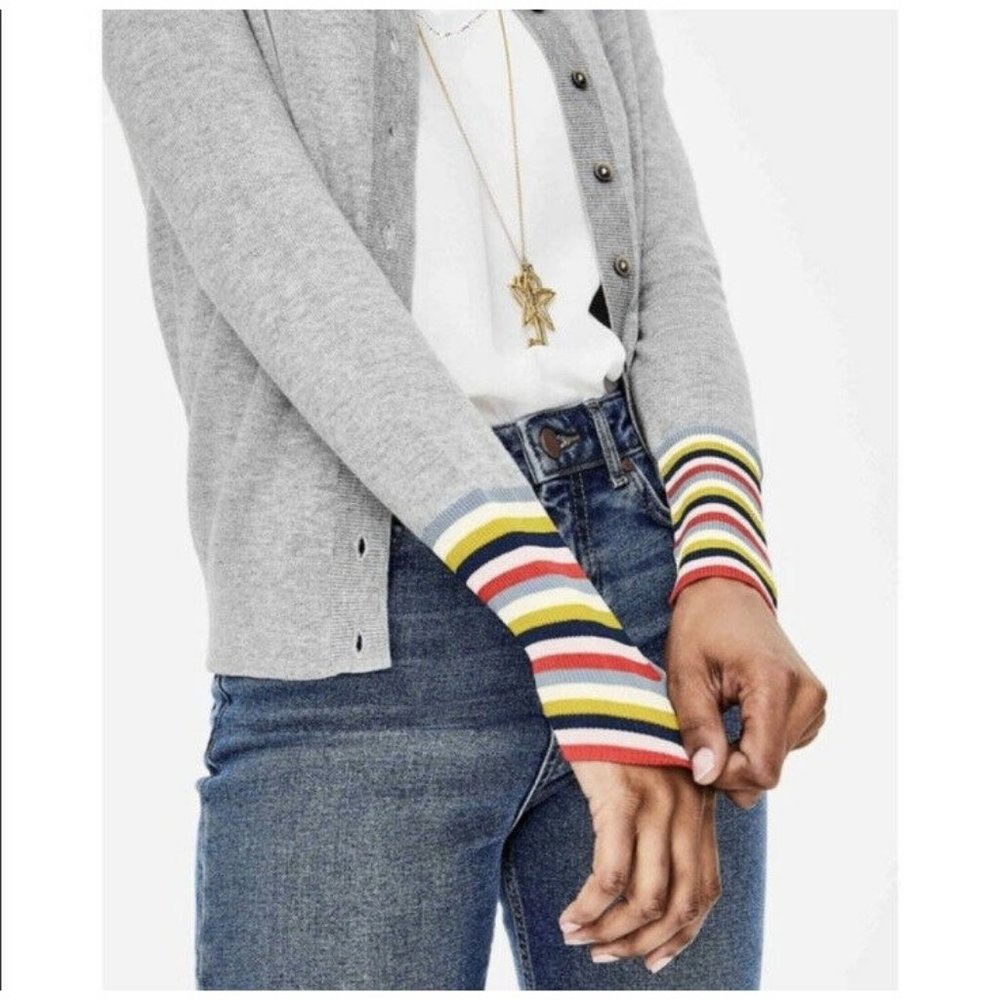 Boden Rainbow Stripe Cardigan Sweater Size Small - Picture 12 of 12
